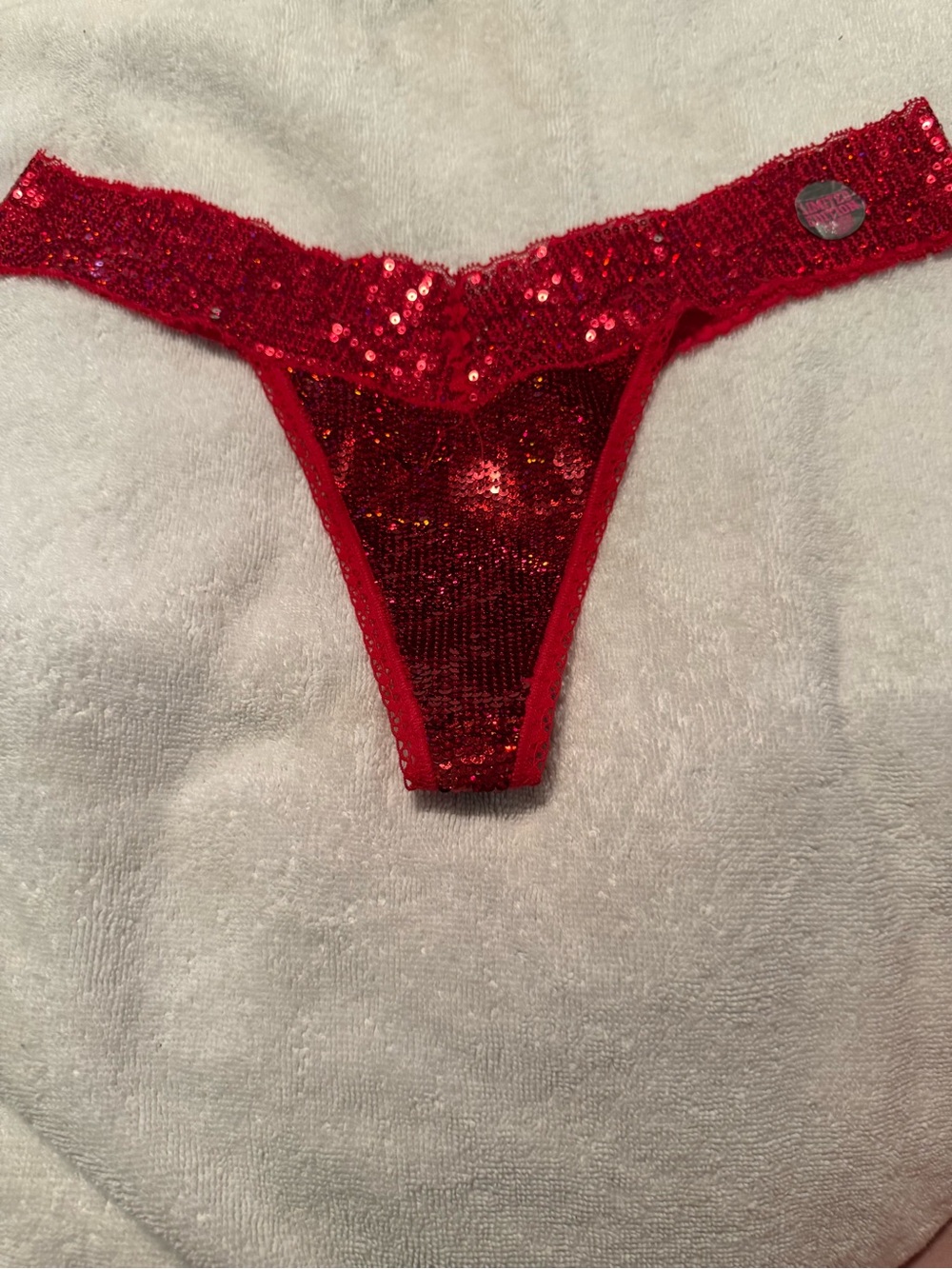 PINK Victoria's Secret Red Sequin Thong